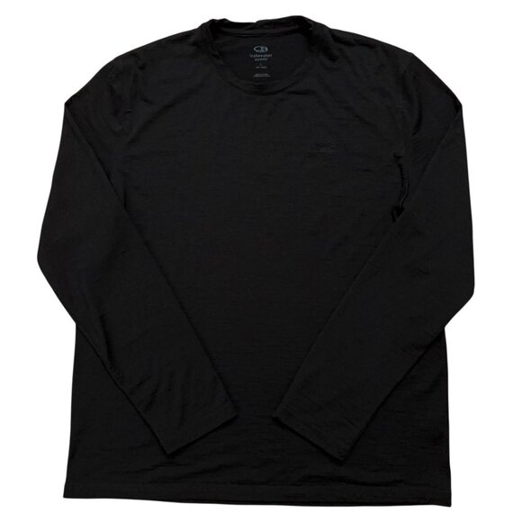 Icebreaker T-Shirt Mens Size L Long Sleeve Merino Wool Performance Stretch Black - Picture 1 of 5